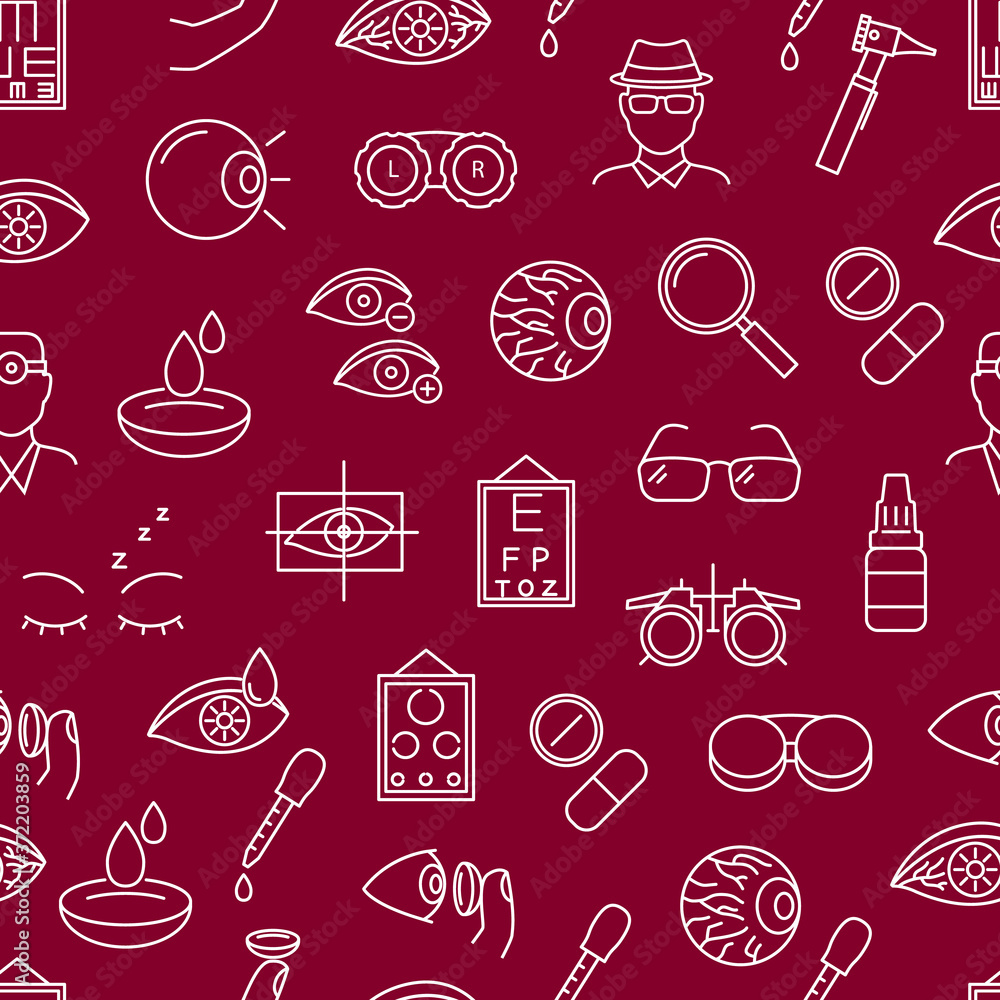 Aufkleber optometry concept thin line seamless pattern background. vector
