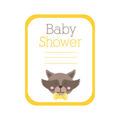 baby shower lettering with raccoon hand draw style