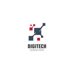 Digitech flat creative logo design modern technology template business