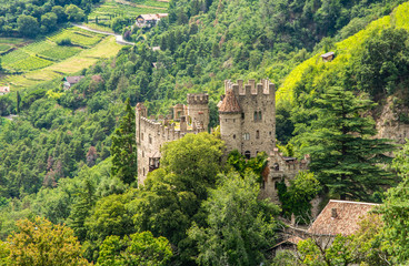 Fototapeta na wymiar Fontana Castle view, Merano, in South Tyrol, Venosta Valley,northern italy - Europe