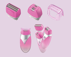 Set of armpit plucking device isolated on pink background. 