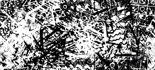 Obraz premium Grunge black and white. Seamless texture. Abstract geometric pattern. Chaos and random. Modern art drawing painting
