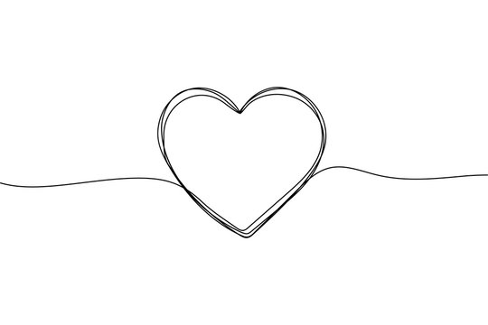 Heart sketch, vector love in line shape. Cute outline doodle heart on white background for valentine, wedding, vintage decoration. Hand drawing design illustration.