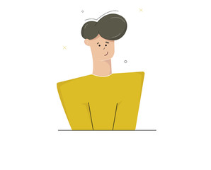 Vector illustration. Young guy in a good mood.