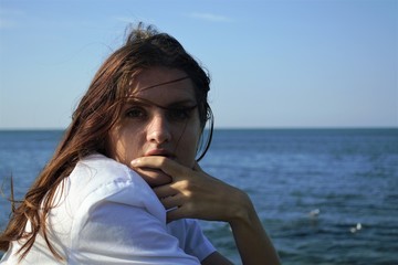 
young girl near the sea