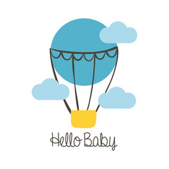 baby shower frame card with balloon air hot and hello baby hand draw style © Gstudio