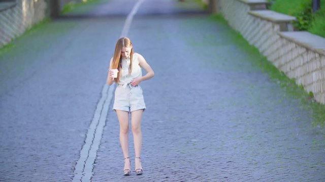girl in shorts with long hair