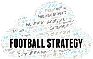 Football Strategy word cloud create with text only.