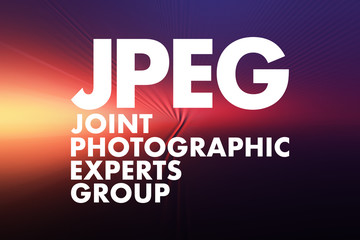 Naklejka na ściany i meble JPEG - Joint Photographic Experts Group acronym, concept background