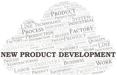 New Product Development word cloud create with text only.