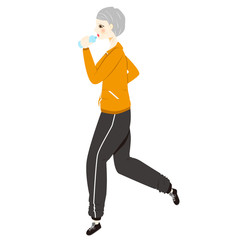 水分補給をする女性のランナー