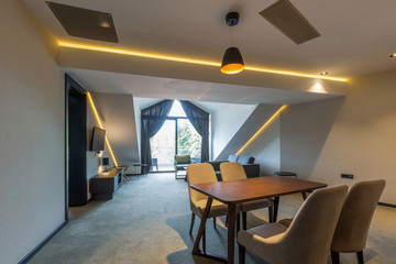 Interior of a large open plan apartment living room