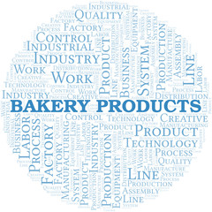 Bakery Products word cloud create with text only.