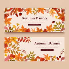 Autumn foliage banner template