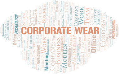 Corporate Wear vector word cloud, made with text only.