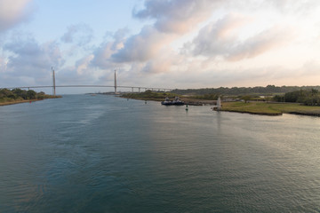 Fototapeta premium Views of the new bridge over the entrance to the Panama Canal, Panama