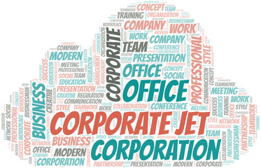 Corporate Jet vector word cloud, made with text only.