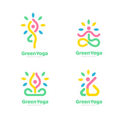 Set of yoga logo design