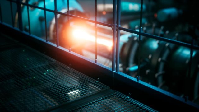 futuristic cyberpunk power plant thermonuclear or nuclear reactor