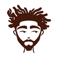 young afro man ethnicity with beard silhouette style icon