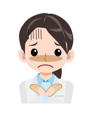 白衣の専門家の女性