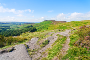 Long winding footpath from Burbage Rocks to the top of Higger Tor