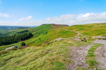 Fototapeta na wymiar Across Burbage Moor to Higger Tor in the Peak District