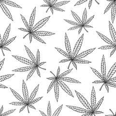 Cannabis leaf engraved style