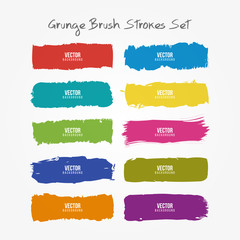 Grunge colorful brush strokes set