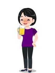 紫の服を着た主婦