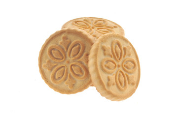 Tasty cookie and cakes isolated on white background