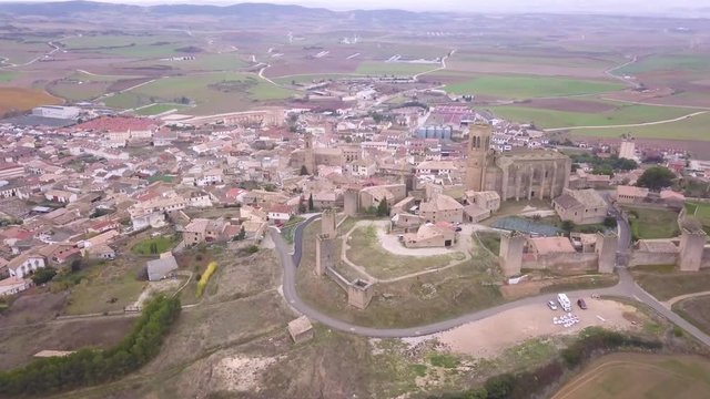 Aerial view of the medieval village of Artajona in the province of Navarra (Spain).(3)