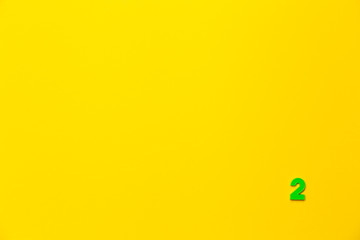 Number 2, two, the second of the plastic baby green toy number is located in the lower right corner...