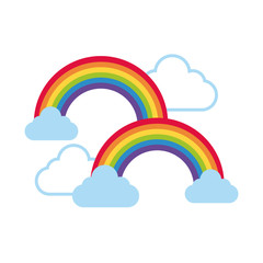 cute rainbows with clouds weather flat style