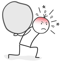 Person trägt einen Fels symbolisch für Überlastung und psychischen Stress