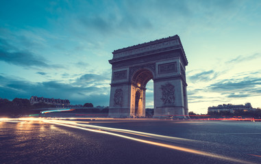 Fototapeta na wymiar Arc de Triumph at evening, Paris, France