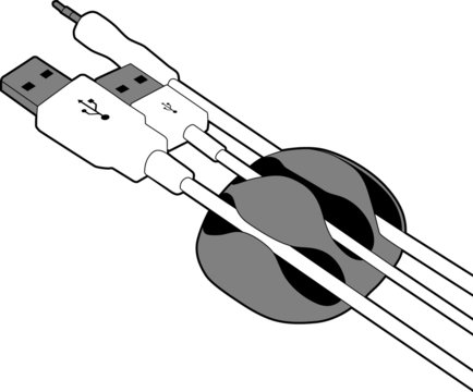 Professional vector illustration of a Cable Tie - Line Drawing, Black and White, Zip Tie