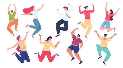 positive people jumping