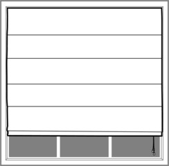 Professional vector illustration of a Roman Blind on a window - Line Drawing, Black and White, window furnishings