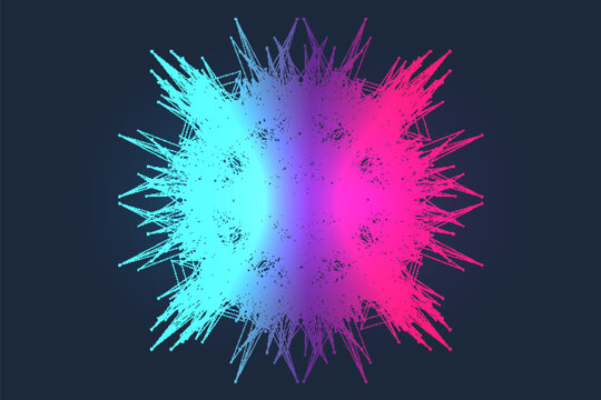 Big data visualization. Big data machine learning algorithms. Data array visualization. Complexity wave flow points fractal grid. Futuristic analysis of infographics Information. Vector illustration