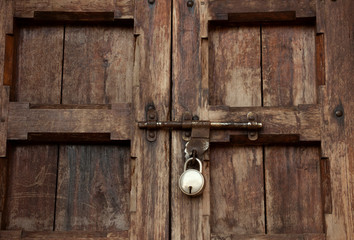 Door with latch and keyhole