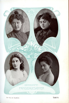 Krankhafte Frauengesichter. Historische Abbilddung aus "Die Frau als Haus&auml;rztin.  Stuttgart, o.J., um 1910.