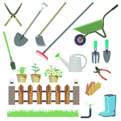 Backyard gardening equipment icons drawing