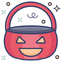 
Icon of halloween basket in flat design.
