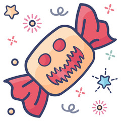 
Wrapped sweet, halloween candy flat icon design 
