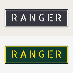 Military Patches. Army Badge. Emblem of Ranger. Design Elements for Military Style Jackets Shirt and T-Shirts