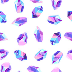 Seamless pattern with crystals and minerals.
