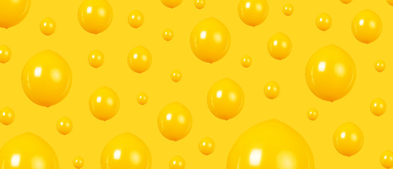 background of yellow balloons, minimalism concept, panoramic image