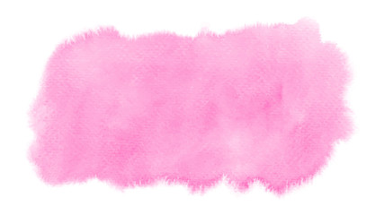 Abstract bright pink watercolor stain on white background