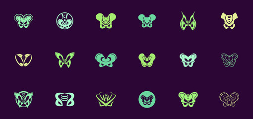 pelvic abstract logo design set, logo templates for medical